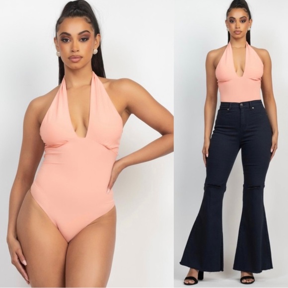 Tops - Halter v neckline bodysuit